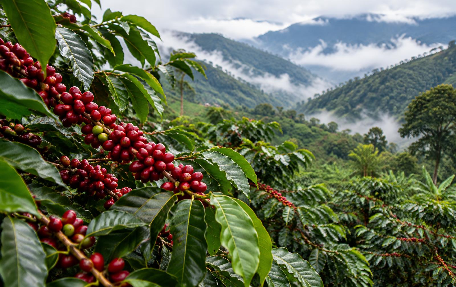 Coffee cherries in the mountains of Chiapas